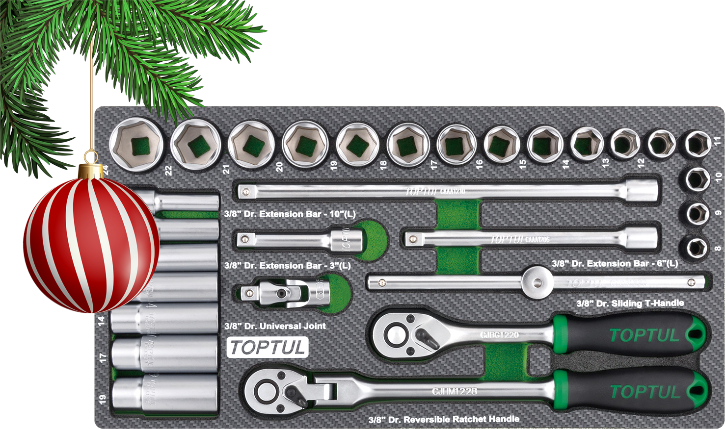 30PCS - 3/8" DR. Socket Set